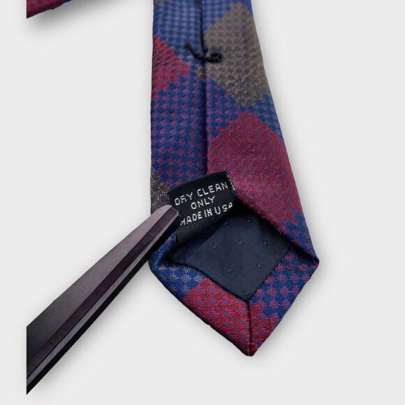 Coach Necktie Mens Argyle Checkered Colorful Italian Silk Made in USA 58 x 3 ¾" - Picture 8 of 13